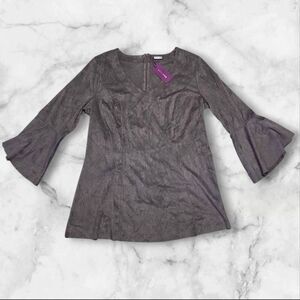 Lascana Medium Suede Gray Long Sleeve Flared